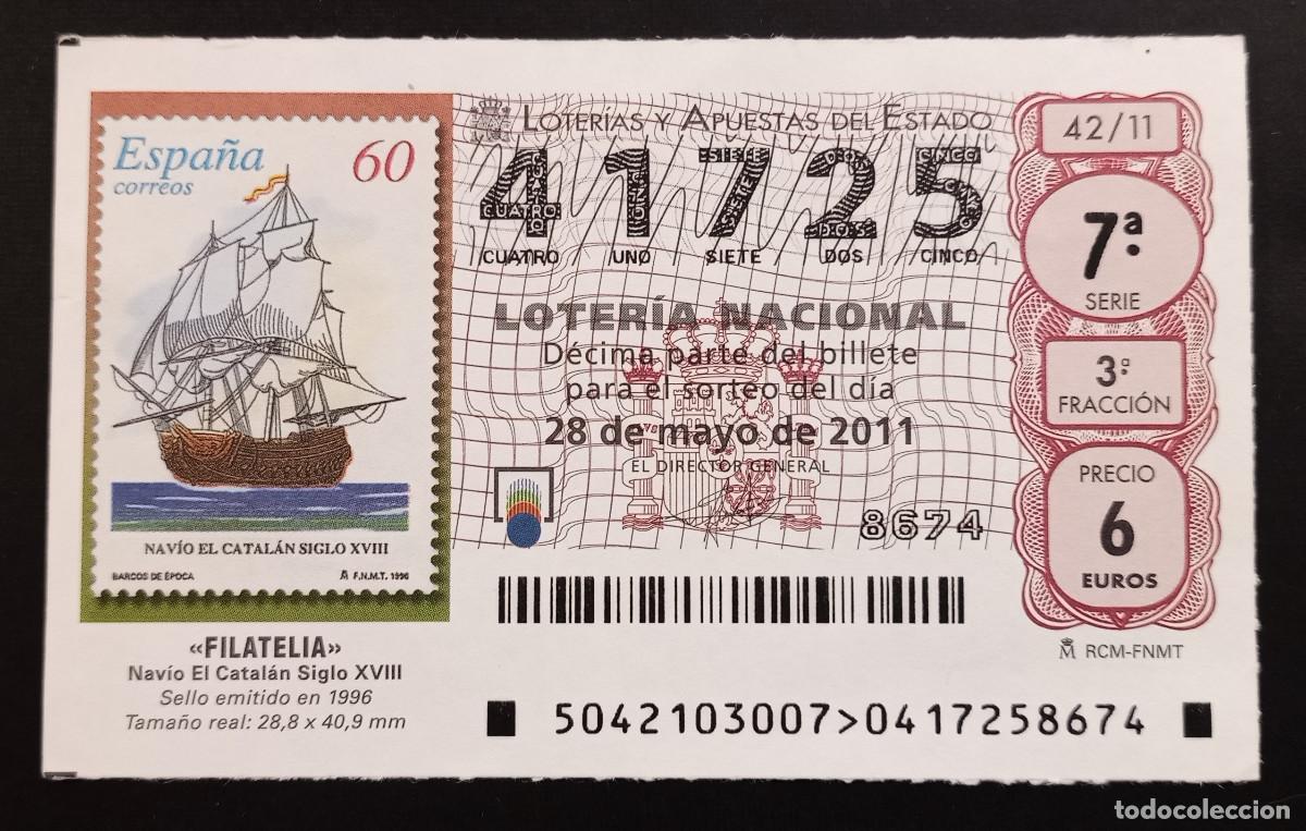 Loter&iacute;a Nacional: D&Eacute;CIMO DE LOTERIA - 28-MAYO-2011 - FILATELIA, NAV&Iacute;O CATAL&Aacute;N SIGLO XVIII
