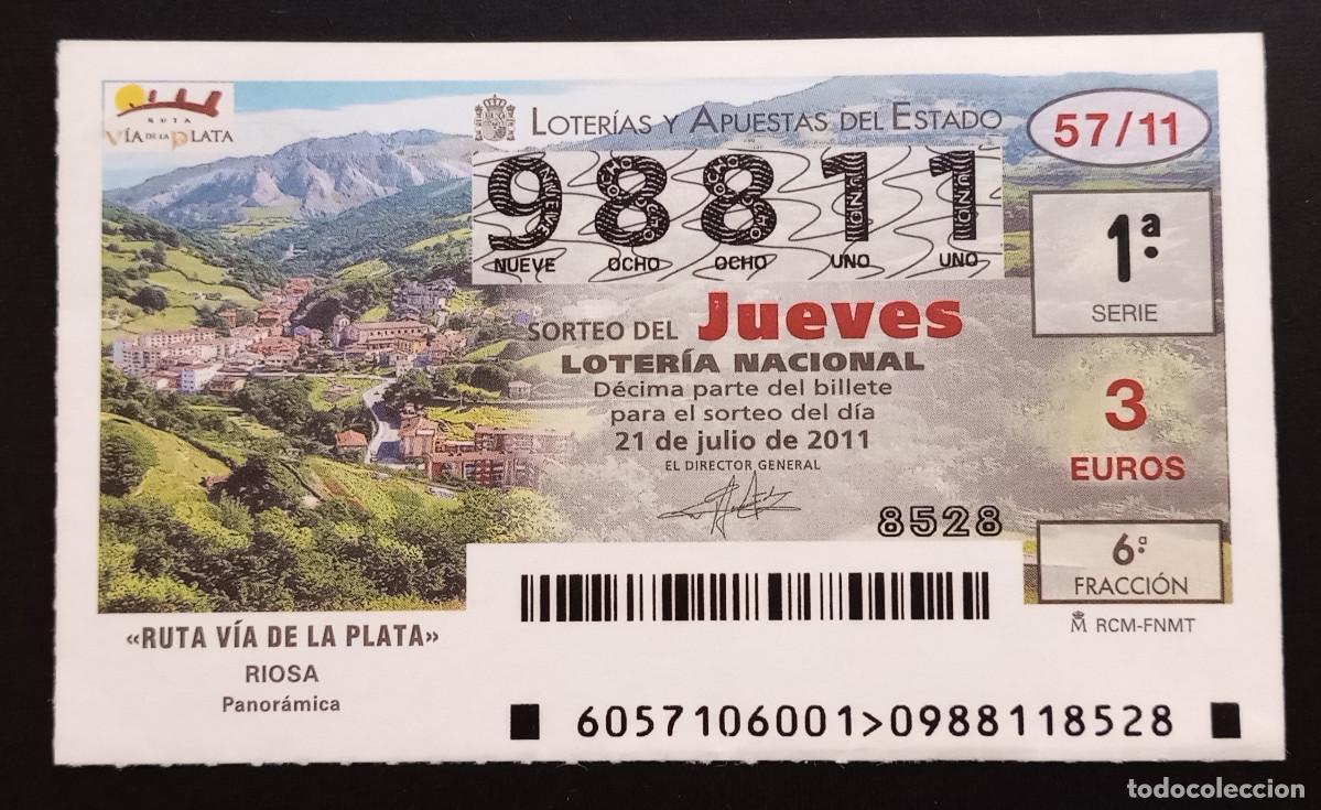 Loter&iacute;a Nacional: D&Eacute;CIMO DE LOTERIA - 21-JULIO-2011 - RUTA V&Iacute;A DE LA PLATA, RIOSA