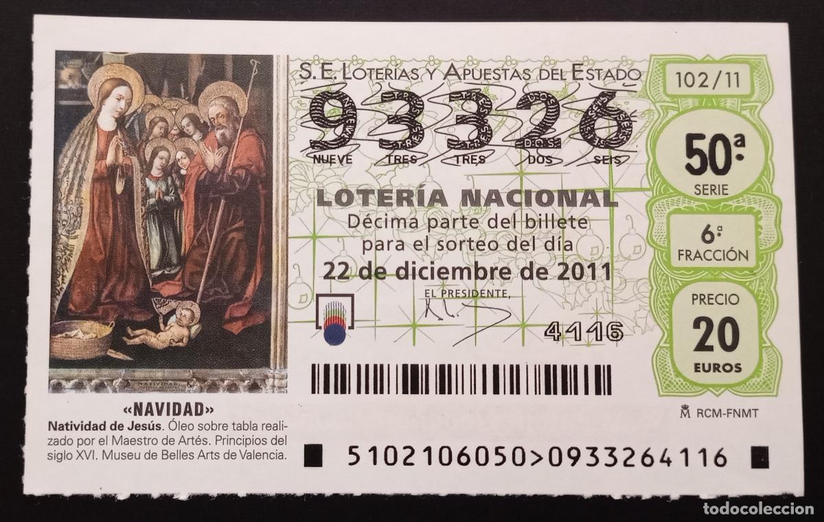 Loter&iacute;a Nacional: D&Eacute;CIMO DE LOTERIA - 22-DICIEMBRE-2011 - NATIVIDAD DE JES&Uacute;S, MAESTRO DE ART&Eacute;S