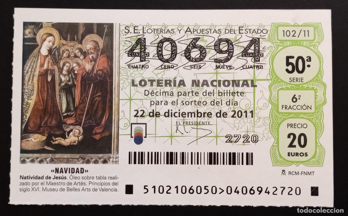 Lotaria Nacional: D&Eacute;CIMO DE LOTERIA - 22-DICIEMBRE-2011 - NATIVIDAD DE JES&Uacute;S, MAESTRO DE ART&Eacute;S
