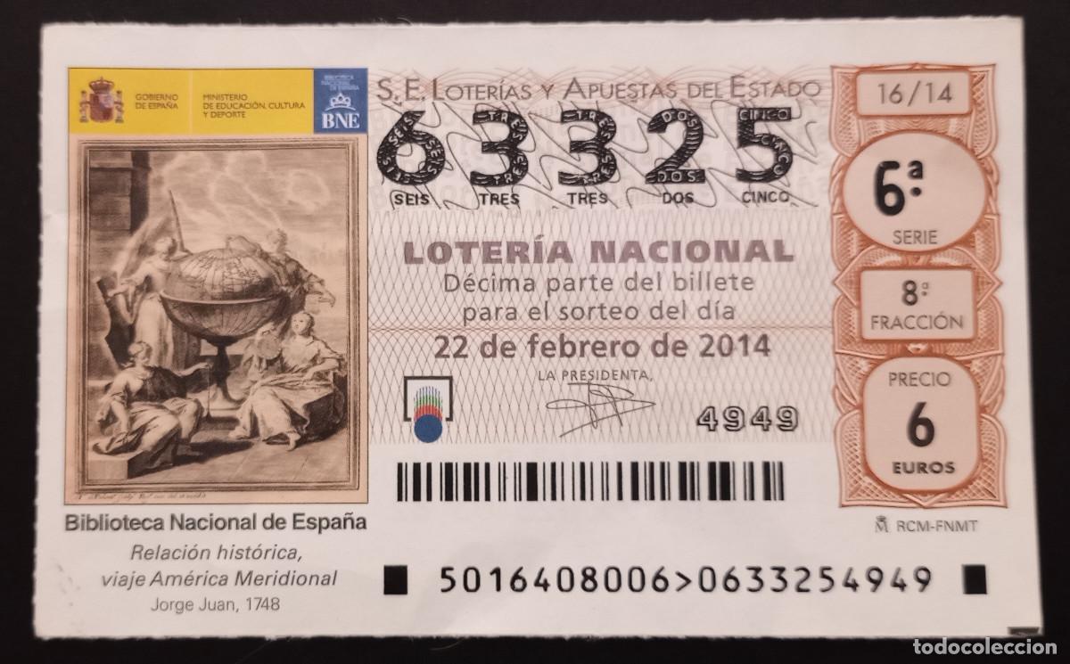 Loter&iacute;a Nacional: D&Eacute;CIMO DE LOTERIA - 22-FEBRERO-2014 - BIBLIOTECA NACIONAL DE ESPA&Ntilde;A, RELACI&Oacute;N HIST&Oacute;RICA...
