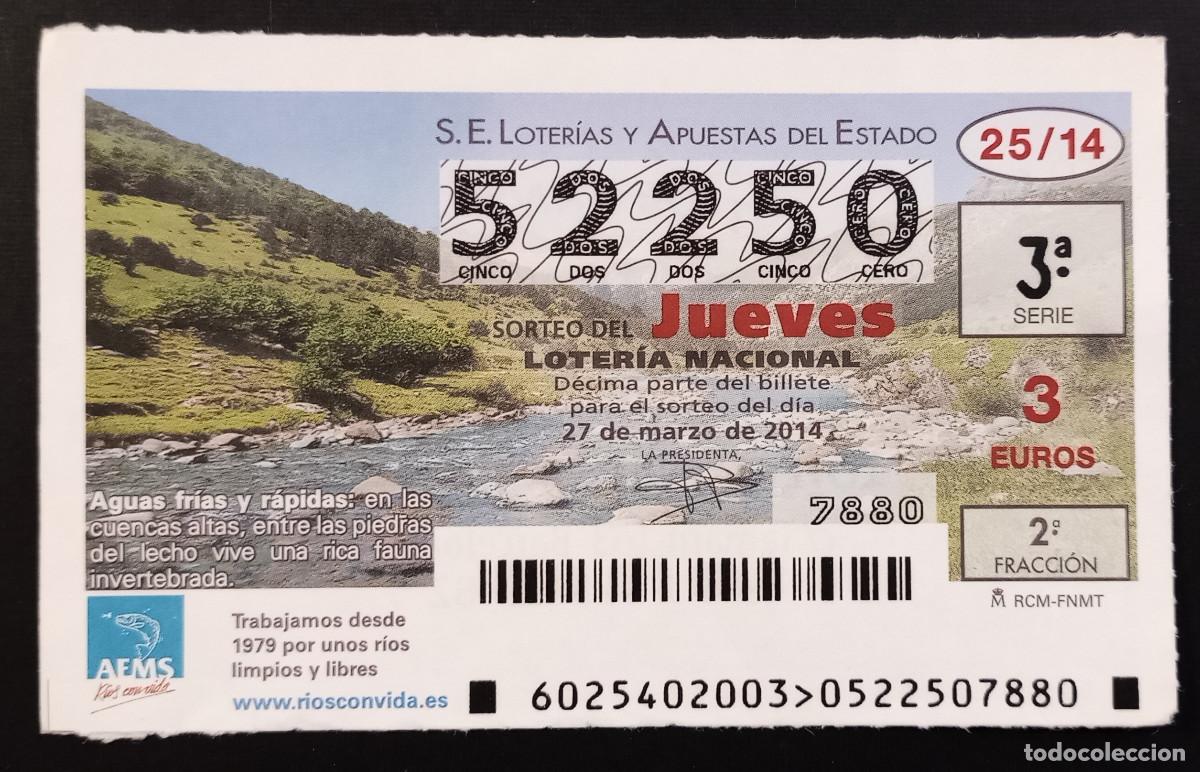 Loter&iacute;a Nacional: D&Eacute;CIMO DE LOTERIA - 27-MARZO-2014 - AEMS, AGUAS FR&Iacute;AS Y R&Aacute;PIDAS