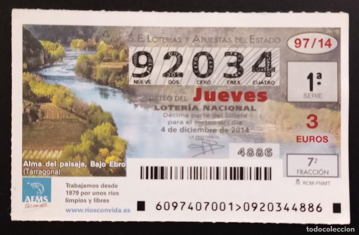 Loter&iacute;a Nacional: D&Eacute;CIMO DE LOTERIA - 4-DICIEMBRE-2014 - AEMS, ALMA DEL PAISAJE, BAJO EBRO