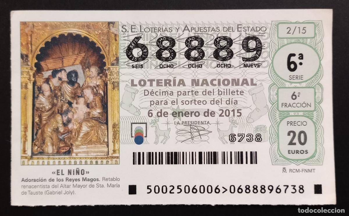Loter&iacute;a Nacional: D&Eacute;CIMO DE LOTERIA - 6-ENERO-2015 - EL NI&Ntilde;O, ADORACI&Oacute;N DE LOS REYES MAGOS, RETABLO TAUSTE