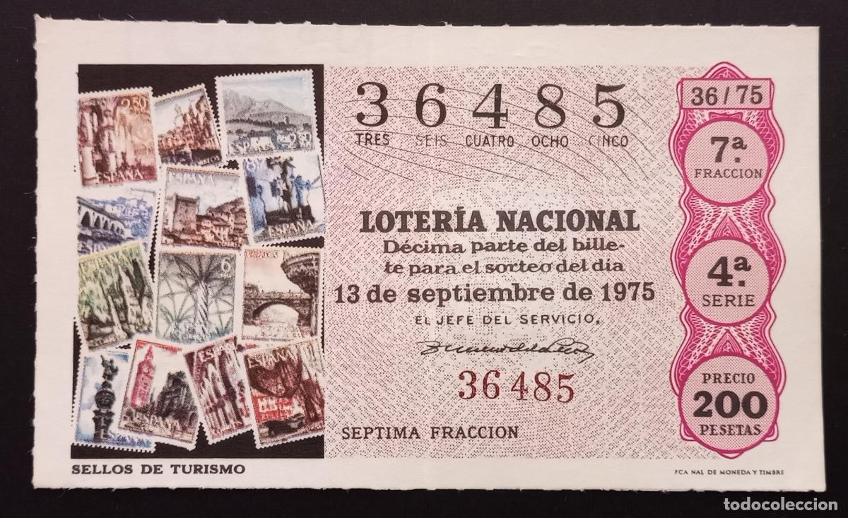 Loter&iacute;a Nacional: D&Eacute;CIMO DE LOTERIA - 13-SEPTIEMBRE-1975 - SELLOS DE TURISMO