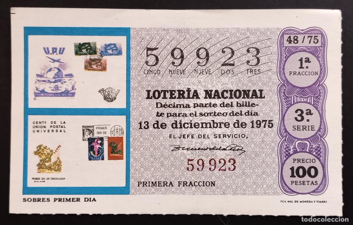 Loter&iacute;a Nacional: D&Eacute;CIMO DE LOTERIA - 13-DICIEMBRE-1975 - SOBRES PRIMER D&Iacute;A