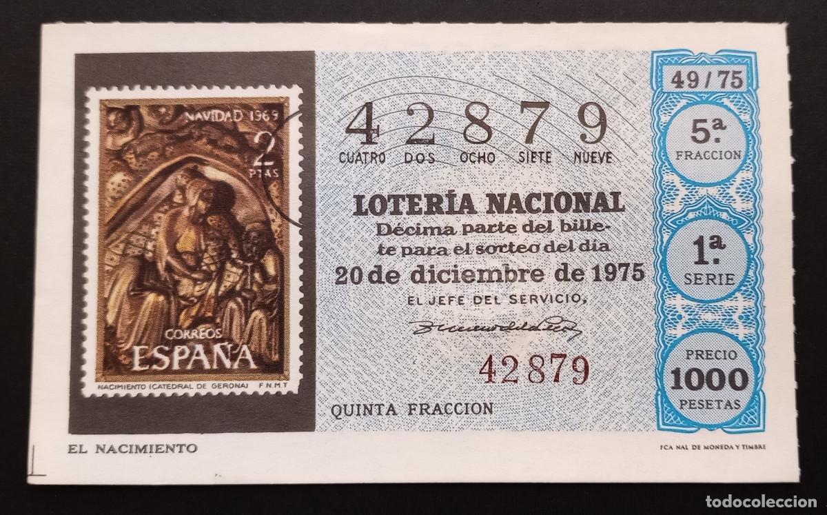 Loter&iacute;a Nacional: D&Eacute;CIMO DE LOTERIA - 20-DICIEMBRE-1975 - SELLO CORREOS, EL NACIMIENTO