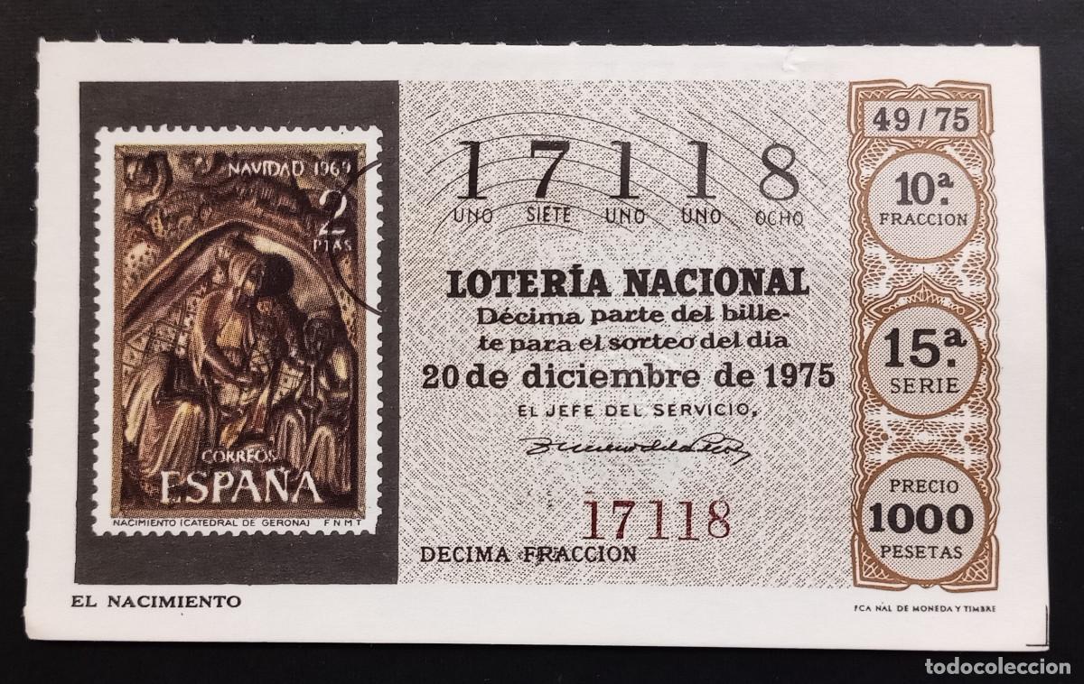 Loter&iacute;a Nacional: D&Eacute;CIMO DE LOTERIA - 20-DICIEMBRE-1975 - SELLO CORREOS, EL NACIMIENTO