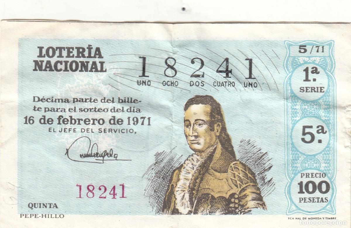 Loter&iacute;a Nacional: LOTERIA: 16 febrero 1971 - 18241