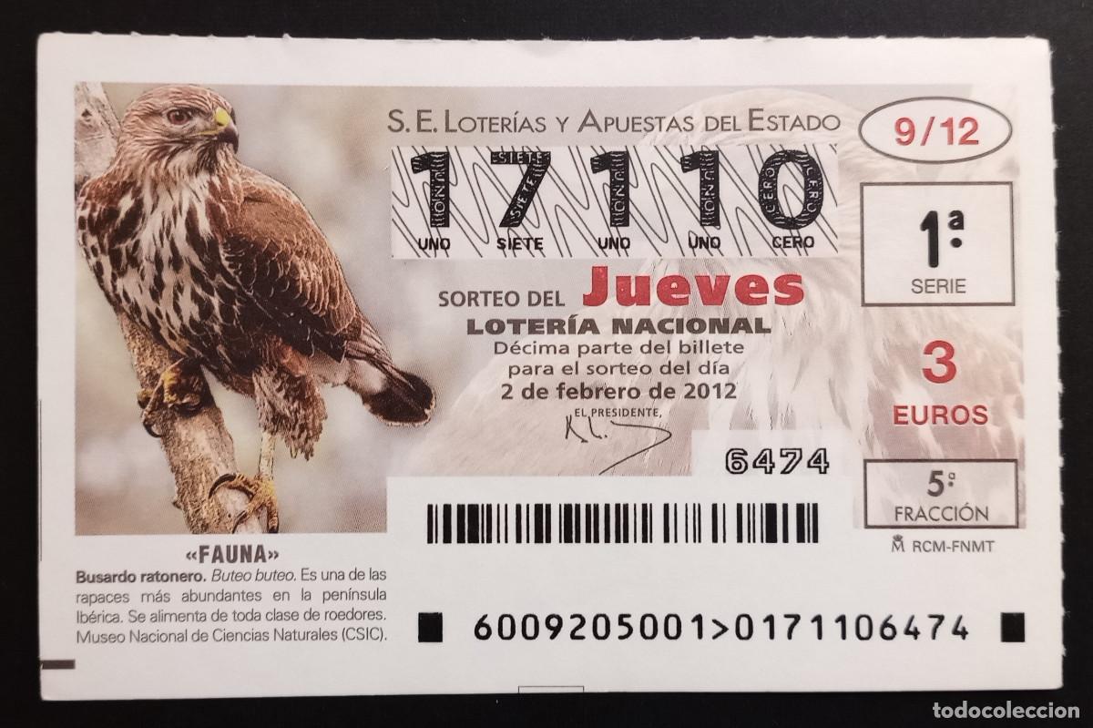 Loter&iacute;a Nacional: D&Eacute;CIMO DE LOTERIA - 2-FEBRERO-2012 - FAUNA - BUSARDO RATONERO