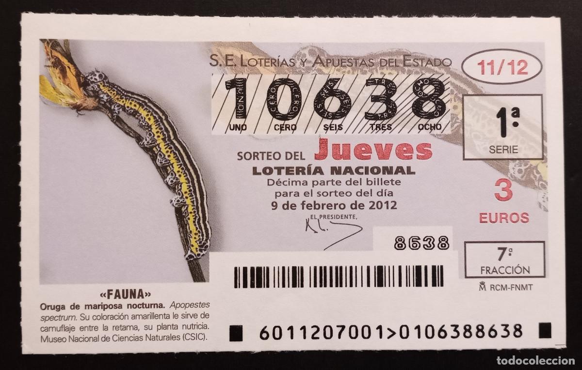 Loter&iacute;a Nacional: D&Eacute;CIMO DE LOTERIA - 9-FEBRERO-2012 - FAUNA - ORUGA DE MARIPOSA NOCTURNA