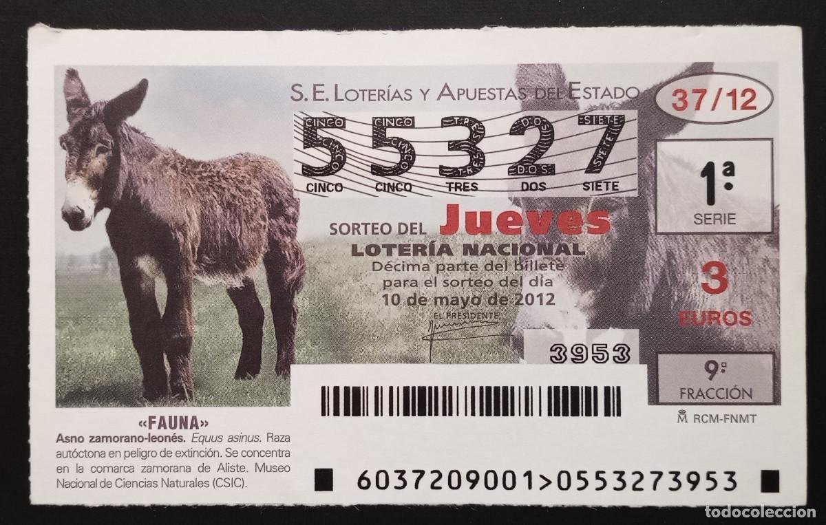 Loter&iacute;a Nacional: D&Eacute;CIMO DE LOTERIA - 10-MAYO-2012 - FAUNA - ASNO ZAMORANO-LEON&Eacute;S