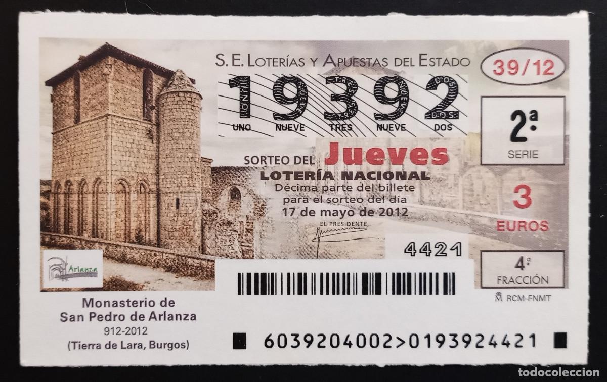 Loter&iacute;a Nacional: D&Eacute;CIMO DE LOTERIA - 17-MAYO-2012 - MONASTERIO DE SAN PEDRO DE ARLANZA