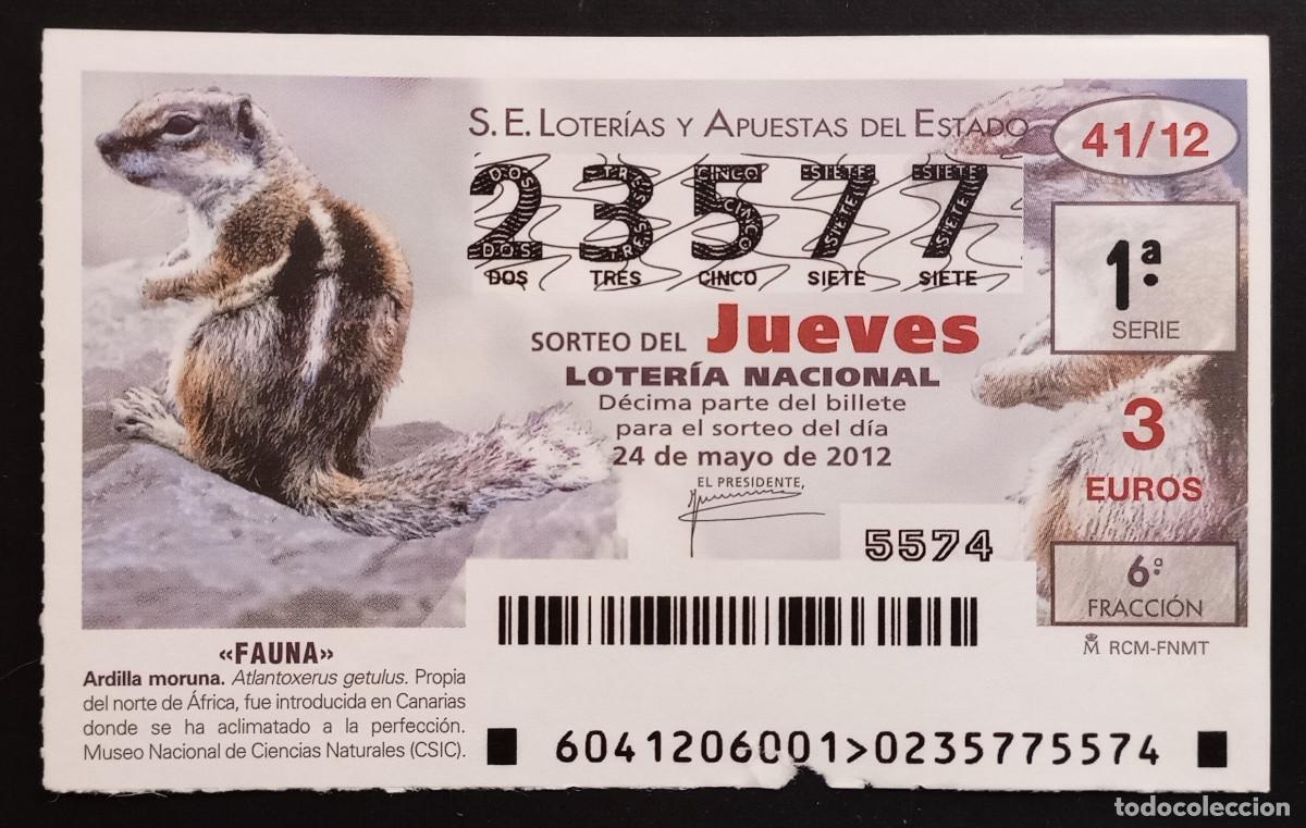 Loter&iacute;a Nacional: D&Eacute;CIMO DE LOTERIA - 24-MAYO-2012 - FAUNA - ARDILLA MORUNA
