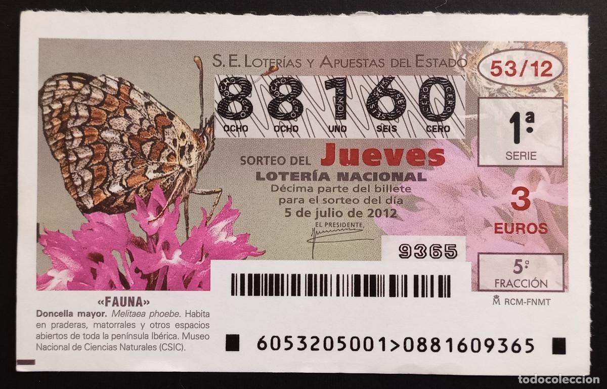 Loter&iacute;a Nacional: D&Eacute;CIMO DE LOTERIA - 5-JULIO-2012 - FAUNA - DONCELLA MAYOR