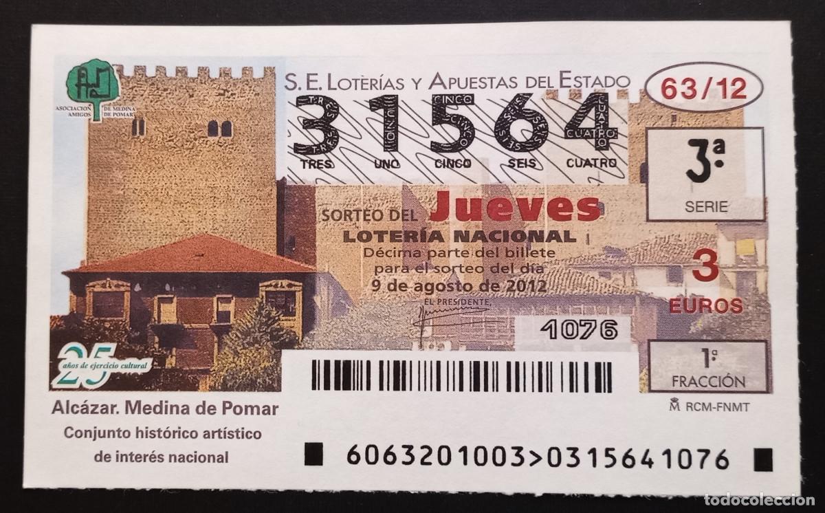 Loter&iacute;a Nacional: D&Eacute;CIMO DE LOTERIA - 9-AGOSTO-2012 - ALC&Aacute;ZAR, MEDINA DE POMAR