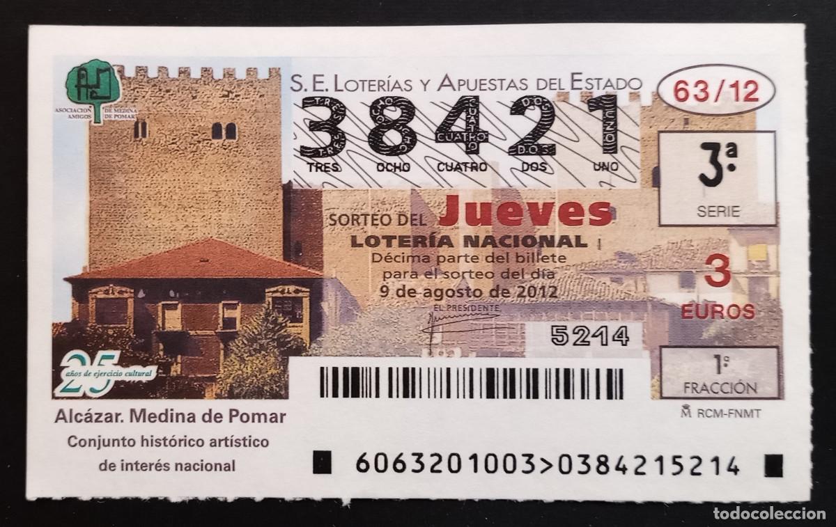 Loter&iacute;a Nacional: D&Eacute;CIMO DE LOTERIA - 9-AGOSTO-2012 - ALC&Aacute;ZAR, MEDINA DE POMAR