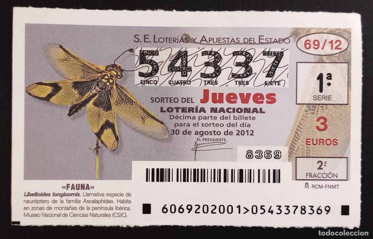 Loter&iacute;a Nacional: D&Eacute;CIMO DE LOTERIA - 30-AGOSTO-2012 - FAUNA - LIBELLOIDES LONGICOMIS