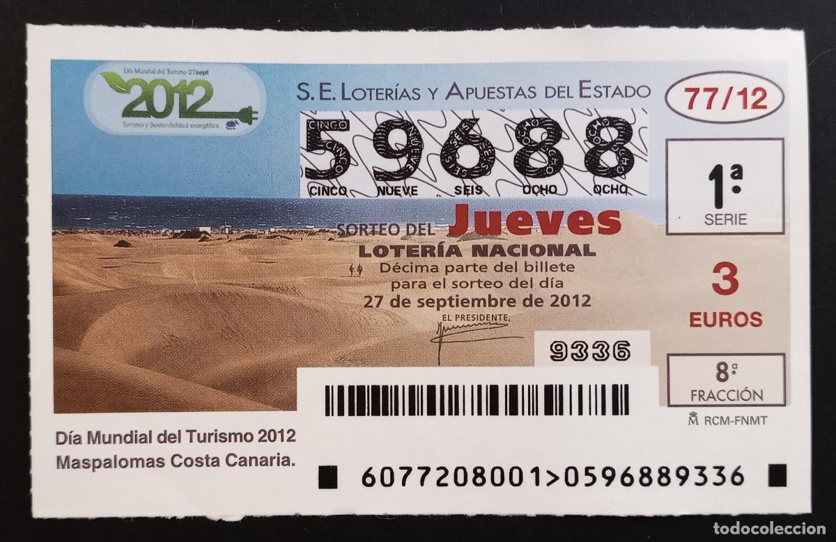 Loter&iacute;a Nacional: D&Eacute;CIMO DE LOTERIA - 27-SEPTIEMBRE-2012 - DIA MUNDIAL DEL TURISMO 2012, MASPALOMAS COSTA CANARIA
