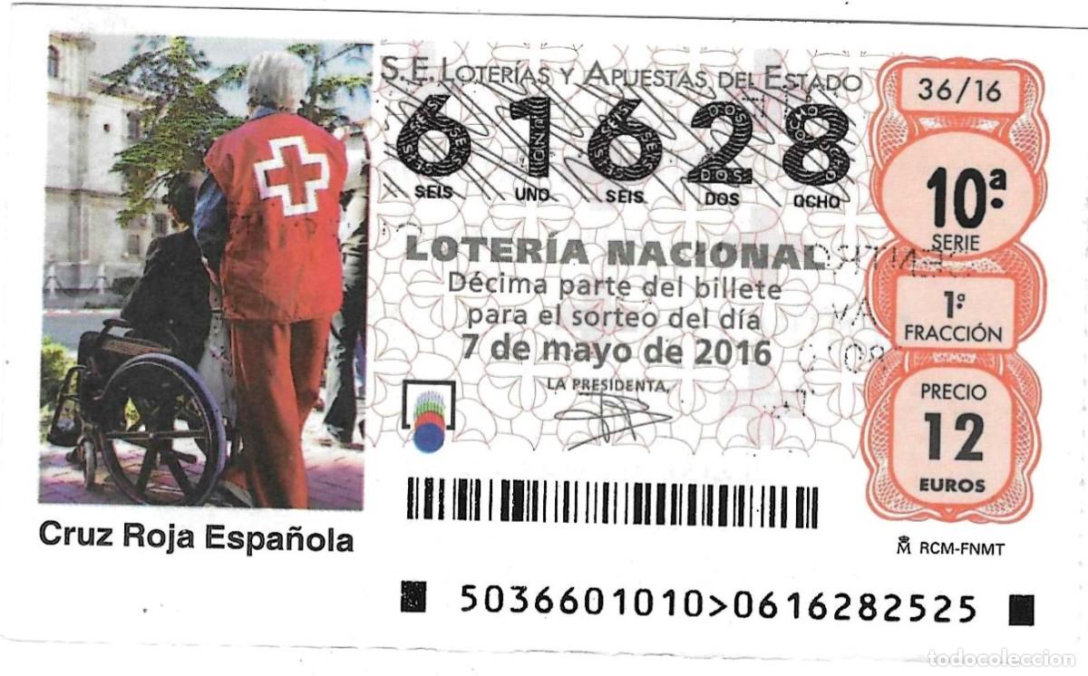 Loter&iacute;a Nacional: D&eacute;cimo Loter&iacute;a Nacional, sorteo n&ordm; 36 de 2016. Cruz Roja Espa&ntilde;ola. ref. 9-1636