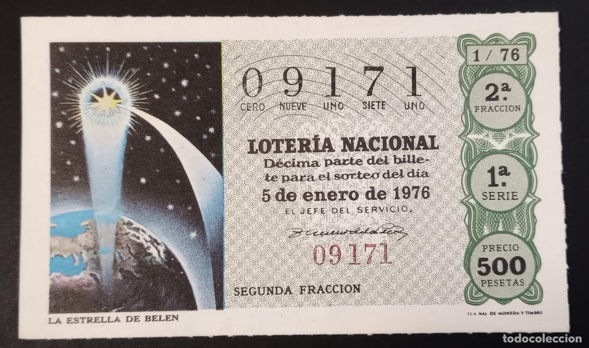 Loter&iacute;a Nacional: D&Eacute;CIMO DE LOTERIA - 5-ENERO-1976 - LA ESTRELLA DE BEL&Eacute;N