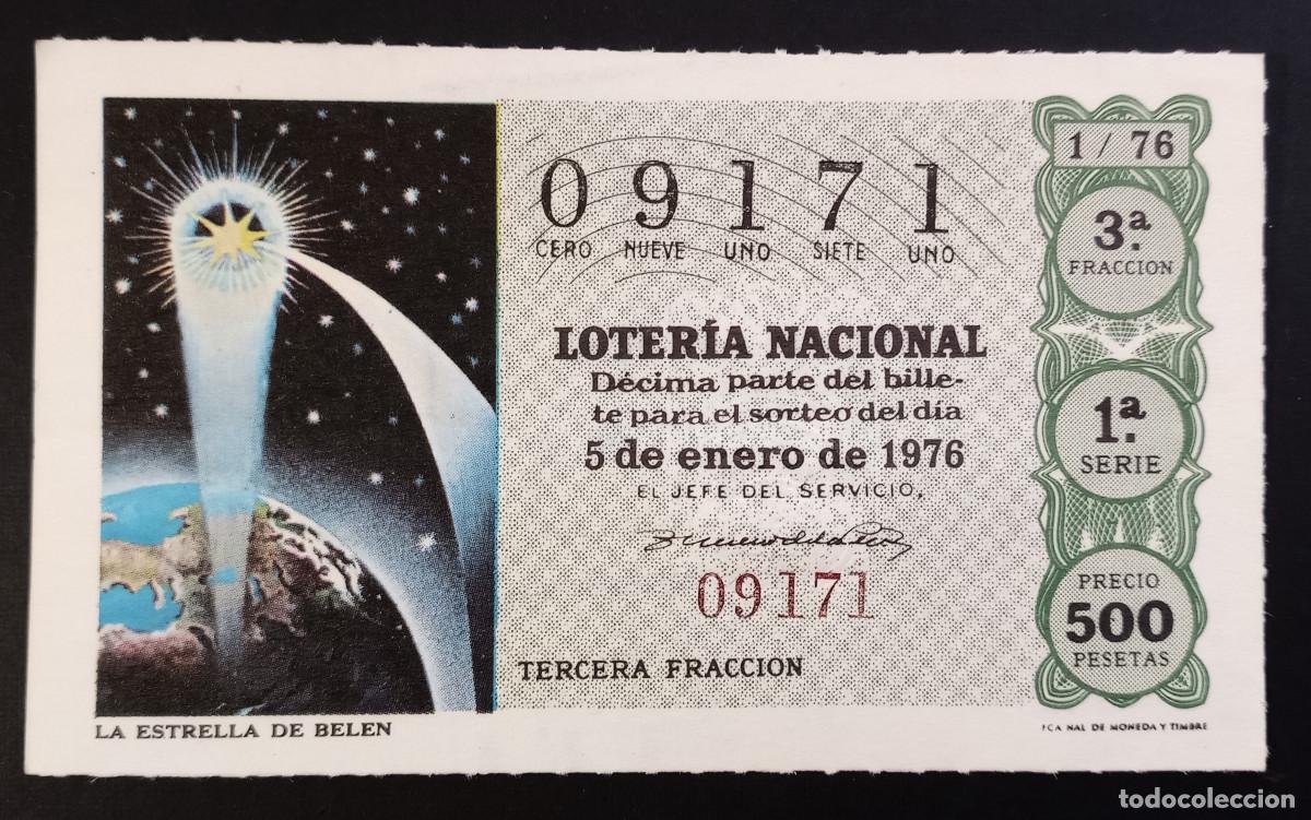 Loter&iacute;a Nacional: D&Eacute;CIMO DE LOTERIA - 5-ENERO-1976 - LA ESTRELLA DE BEL&Eacute;N