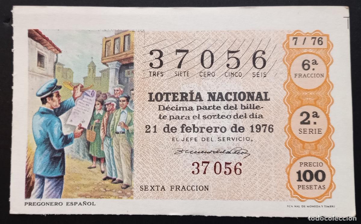 Loter&iacute;a Nacional: D&Eacute;CIMO DE LOTERIA - 21-FEBRERO-1976 - PREGONERO ESPA&Ntilde;OL
