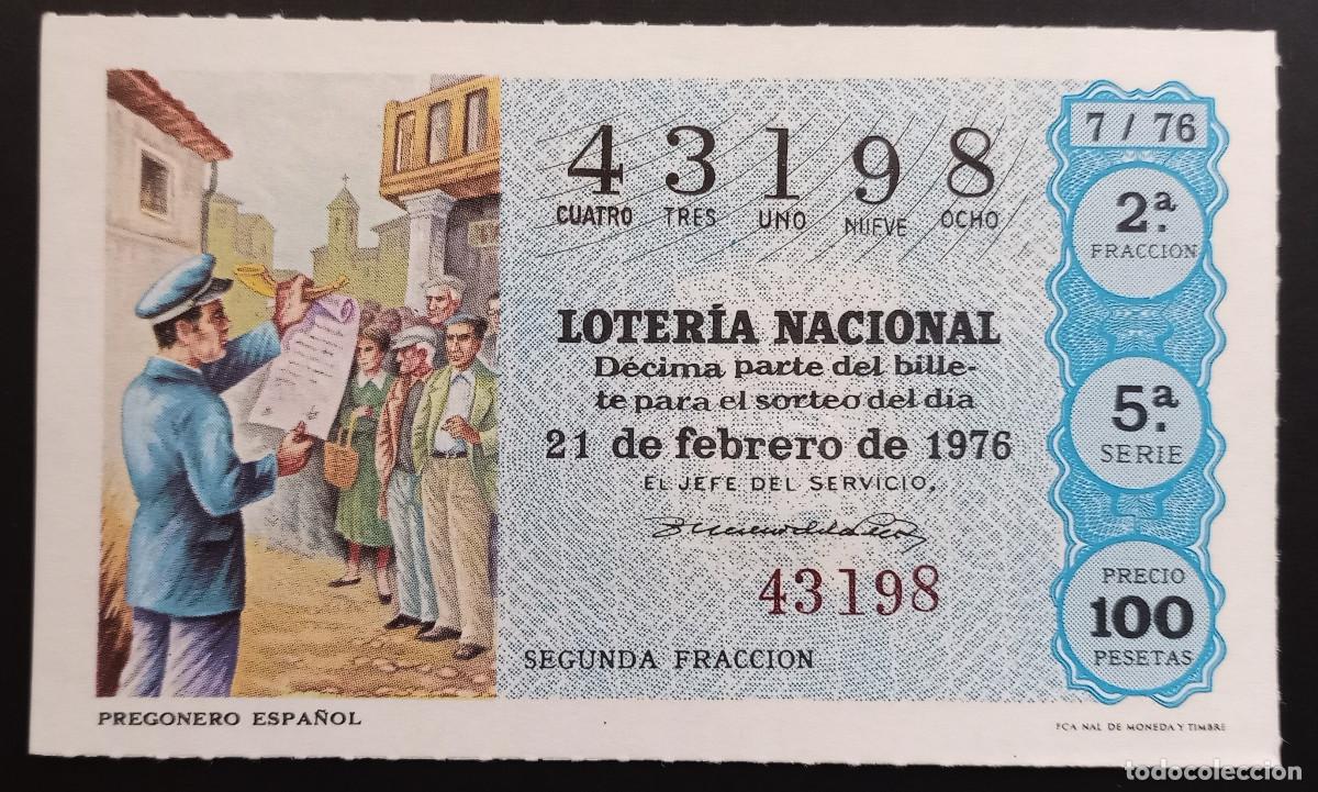 Loter&iacute;a Nacional: D&Eacute;CIMO DE LOTERIA - 21-FEBRERO-1976 - PREGONERO ESPA&Ntilde;OL