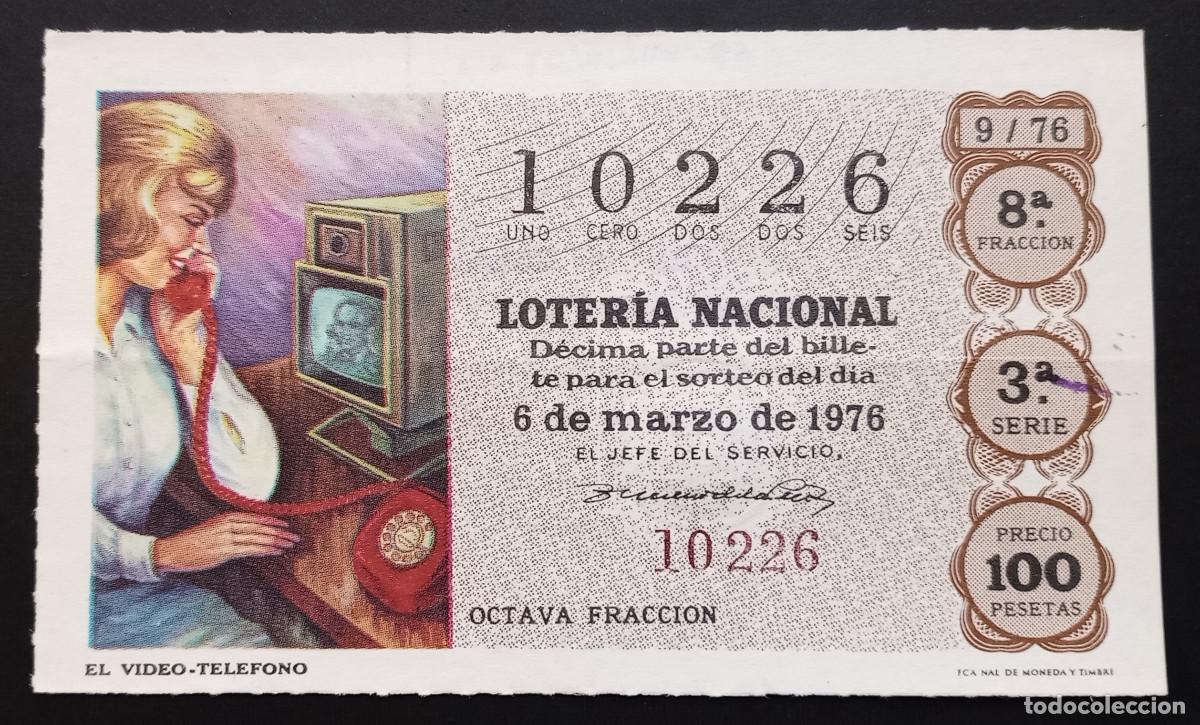 Loter&iacute;a Nacional: D&Eacute;CIMO DE LOTERIA - 6-MARZO-1976 - EL VIDEO-TEL&Eacute;FONO