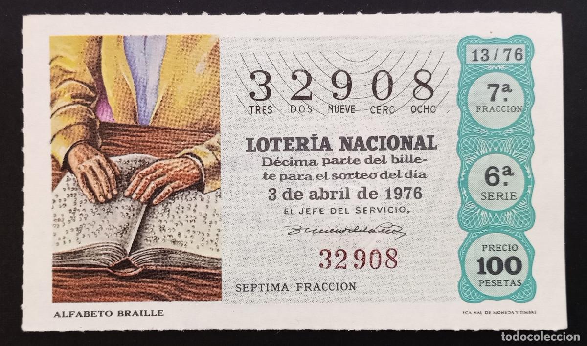 Loter&iacute;a Nacional: D&Eacute;CIMO DE LOTERIA - 3-ABRIL-1976 - ALFABETO BRAILLE