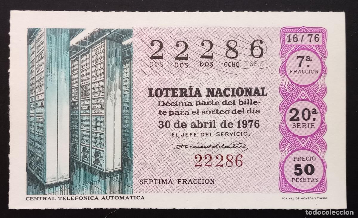 Loter&iacute;a Nacional: D&Eacute;CIMO DE LOTERIA - 30-ABRIL-1976 - CENTRAL TELEF&Oacute;NICA AUTOM&Aacute;TICA