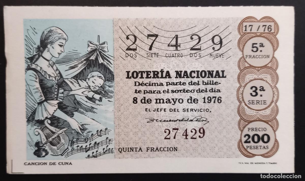 Loter&iacute;a Nacional: D&Eacute;CIMO DE LOTERIA - 8-MAYO-1976 - CANCI&Oacute;N DE CUNA