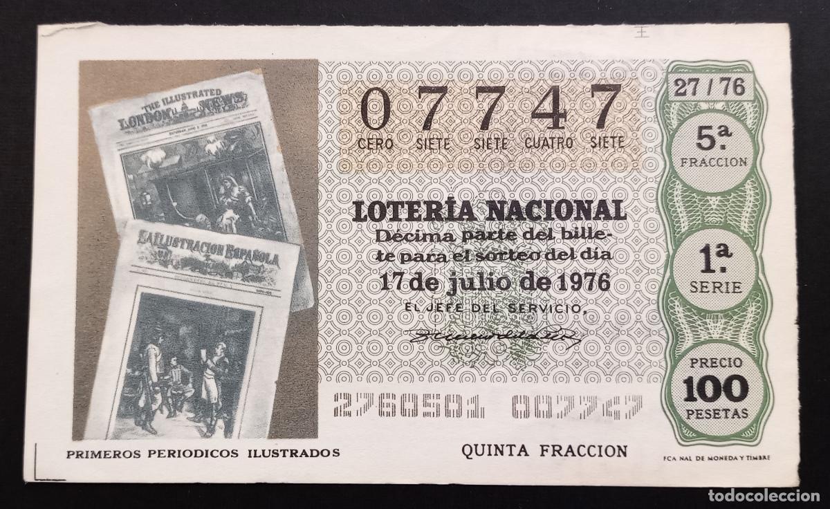 Loter&iacute;a Nacional: D&Eacute;CIMO DE LOTERIA - 17-JULIO-1976 - PRIMEROS PERI&Oacute;DICOS ILUSTRADOS
