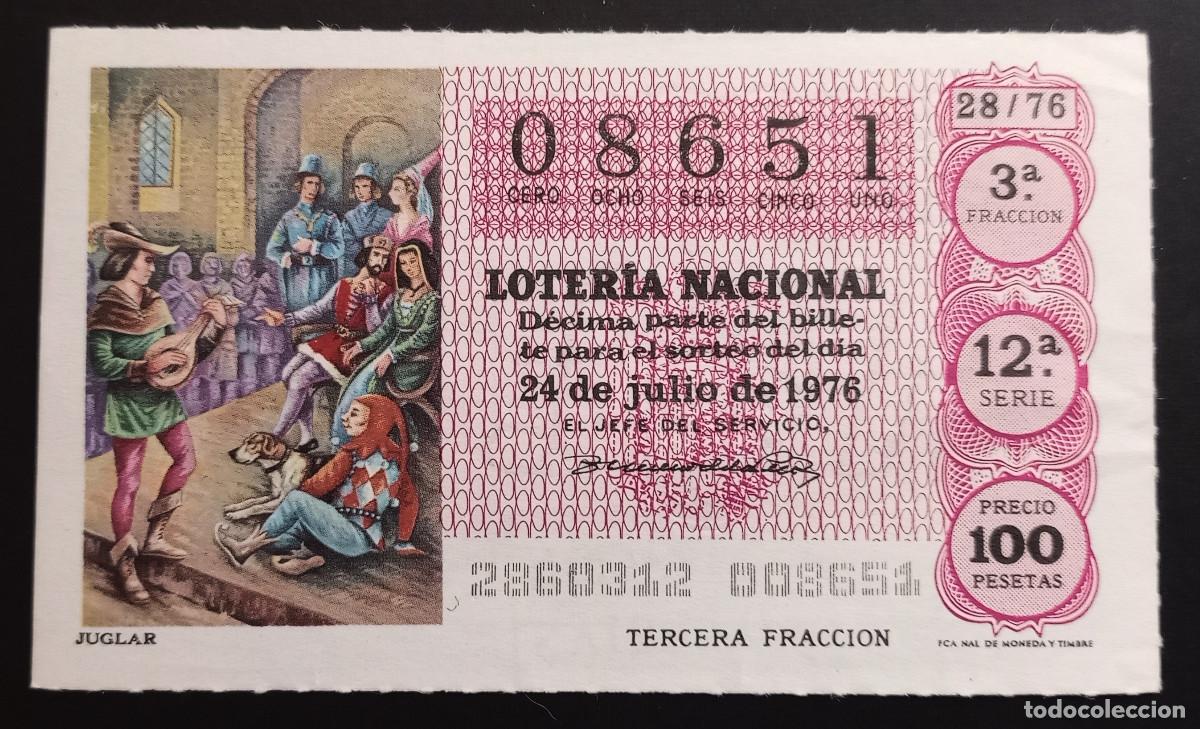 Loter&iacute;a Nacional: D&Eacute;CIMO DE LOTERIA - 24-JULIO-1976 - JUGLAR
