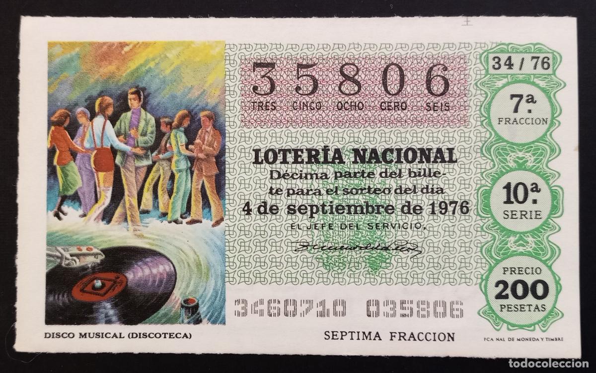Loter&iacute;a Nacional: D&Eacute;CIMO DE LOTERIA - 4-SEPTIEMBRE-1976 - DISCO MUSICAL, DISCOTECA