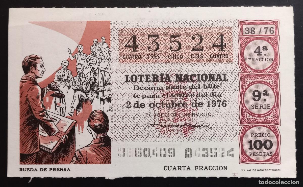 Loter&iacute;a Nacional: D&Eacute;CIMO DE LOTERIA - 2-OCTUBRE-1976 - RUEDA DE PRENSA