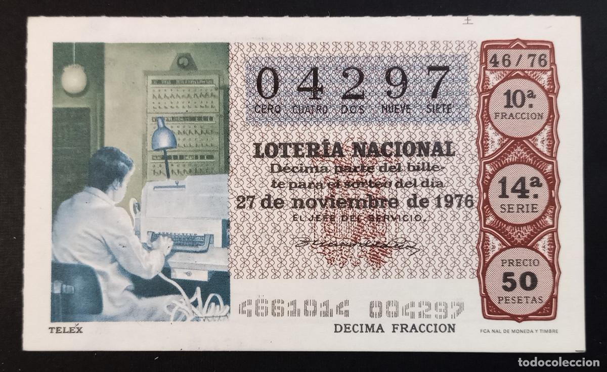 National Spanish Lottery: D&Eacute;CIMO DE LOTERIA - 27-NOVIEMBRE-1976 - TELEX