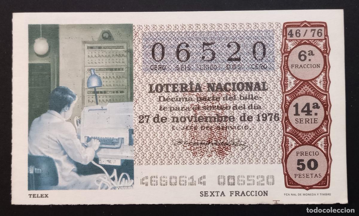 National Spanish Lottery: D&Eacute;CIMO DE LOTERIA - 27-NOVIEMBRE-1976 - TELEX