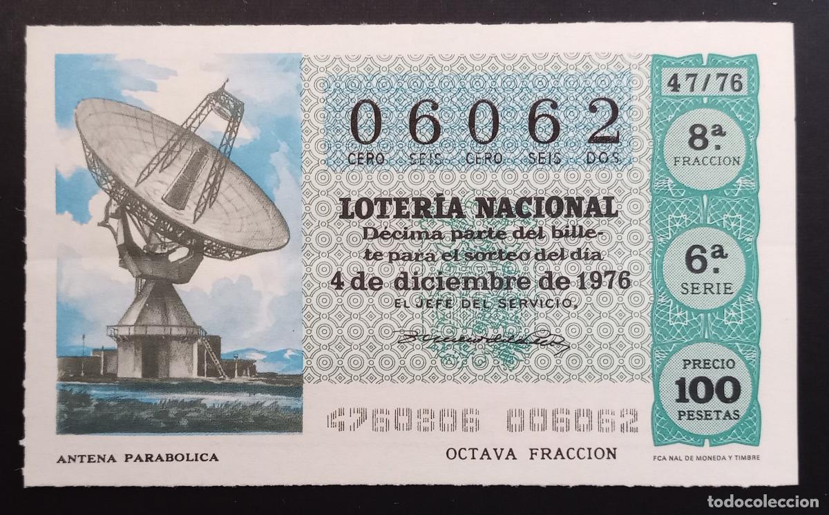 Lotaria Nacional: D&Eacute;CIMO DE LOTERIA - 4-DICIEMBRE-1976 - ANTENA PARAB&Oacute;LICA