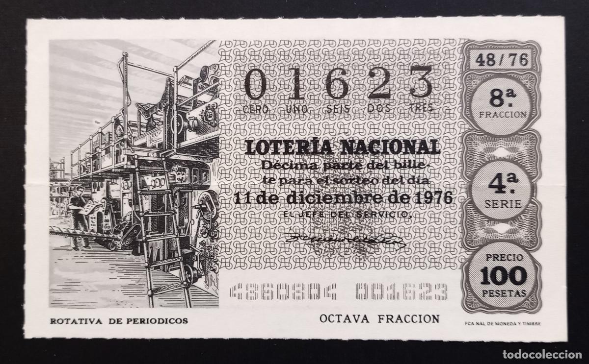 Lotaria Nacional: D&Eacute;CIMO DE LOTERIA - 11-DICIEMBRE-1976 - ROTATIVA DE PERIODICOS