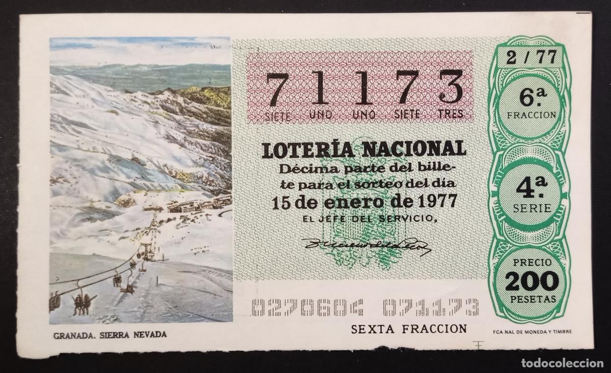 National Spanish Lottery: D&Eacute;CIMO DE LOTERIA - 15-ENERO-1977 - GRANADA, SIERRA NEVADA