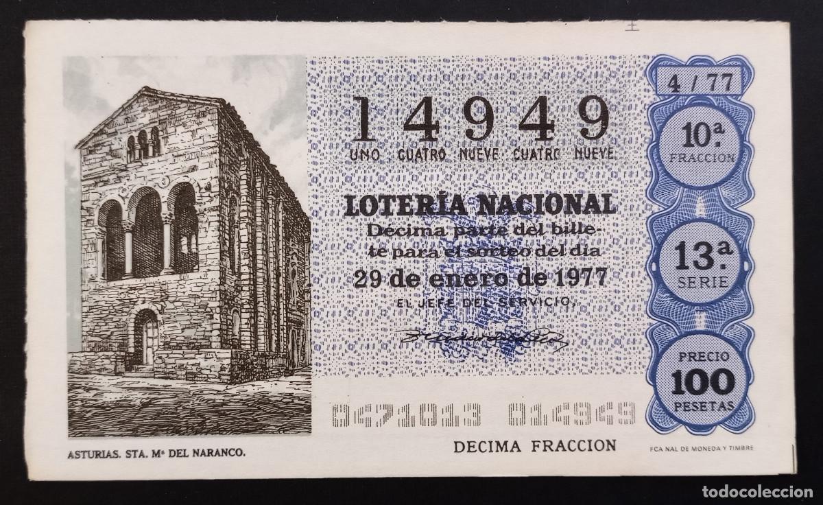National Spanish Lottery: D&Eacute;CIMO DE LOTERIA - 29-ENERO-1977 - ASTURIAS. STA. M&ordf; DEL NARANCO
