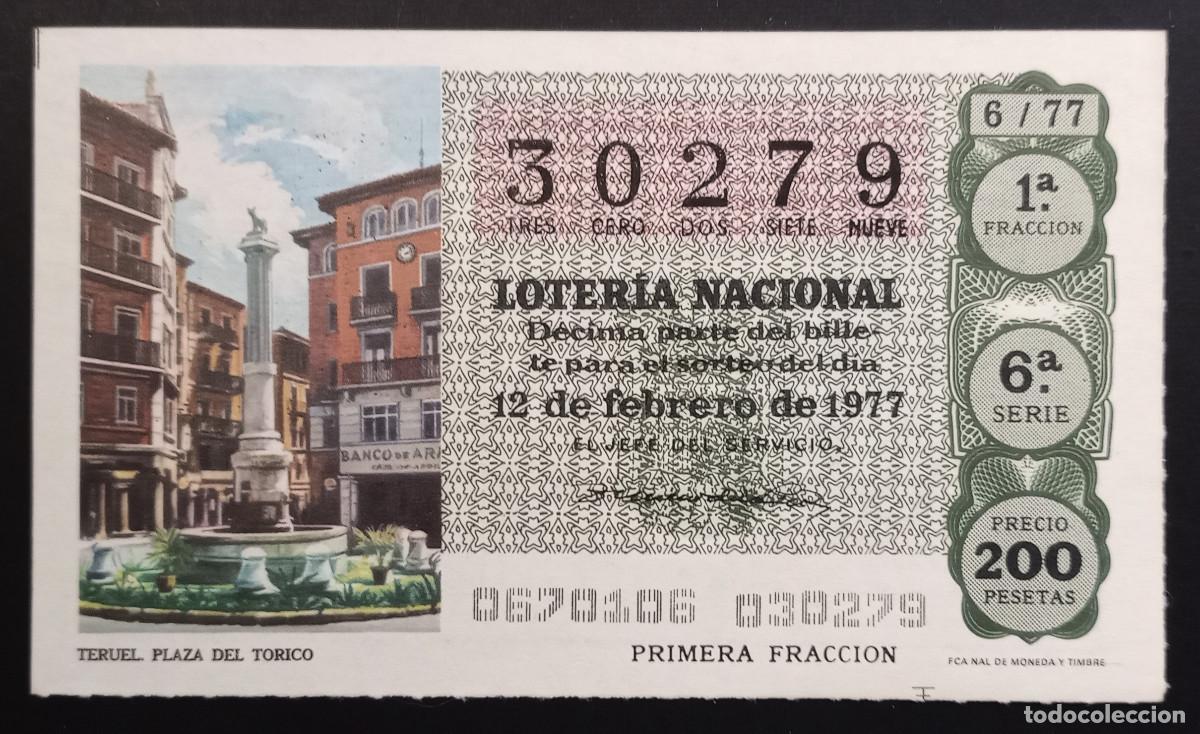 Loter&iacute;a Nacional: D&Eacute;CIMO DE LOTERIA - 12-FEBRERO-1977 - TERUEL, PLAZA DEL TORICO