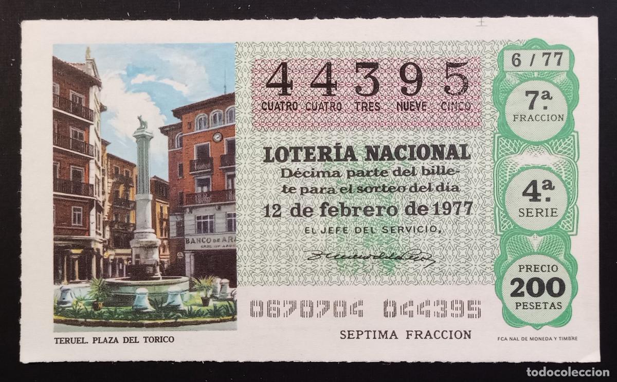 Loter&iacute;a Nacional: D&Eacute;CIMO DE LOTERIA - 12-FEBRERO-1977 - TERUEL, PLAZA DEL TORICO