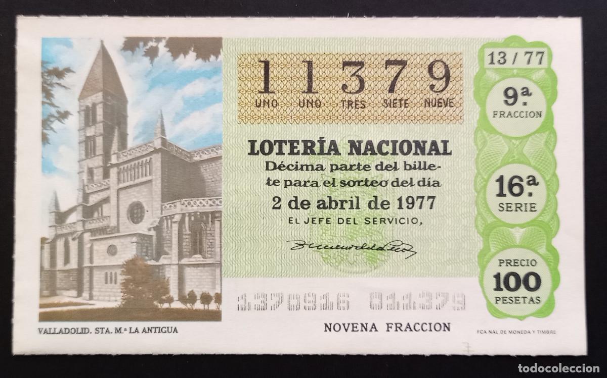 Loter&iacute;a Nacional: D&Eacute;CIMO DE LOTERIA - 2-ABRIL-1977 - VALLADOLID, STA. M&ordf; LA ANTIGUA