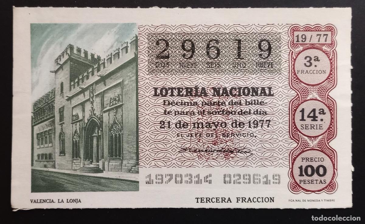 Loter&iacute;a Nacional: D&Eacute;CIMO DE LOTERIA - 21-MAYO-1977 - VALENCIA, LA LONJA