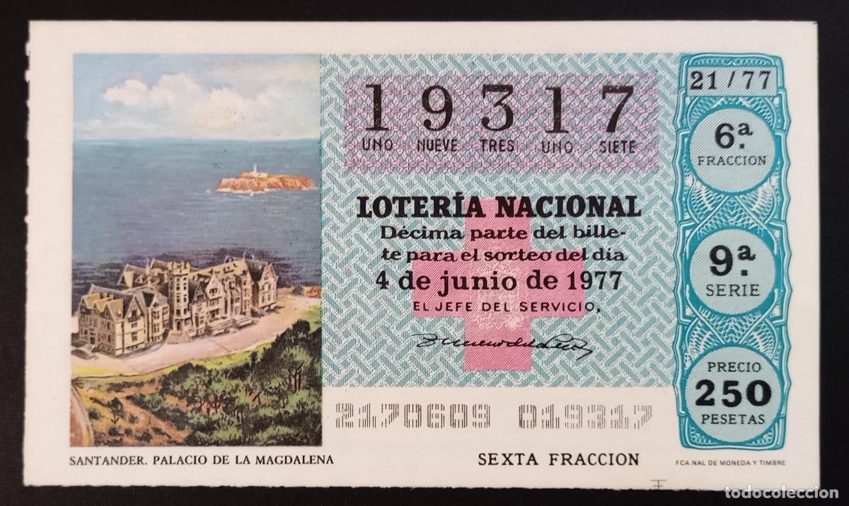 Loter&iacute;a Nacional: D&Eacute;CIMO DE LOTERIA - 4-JUNIO-1977 - SANTANDER, PALACIO DE LA MAGDALENA