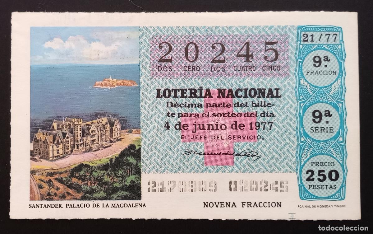 Loterie Nationale: D&Eacute;CIMO DE LOTERIA - 4-JUNIO-1977 - SANTANDER, PALACIO DE LA MAGDALENA