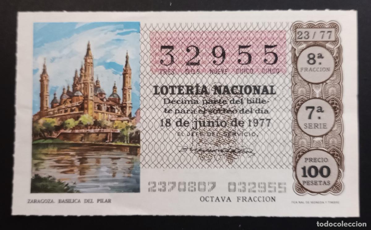 Loterie Nationale: D&Eacute;CIMO DE LOTERIA - 18-JUNIO-1977 - ZARAGOZA, BAS&Iacute;LICA DEL PILAR