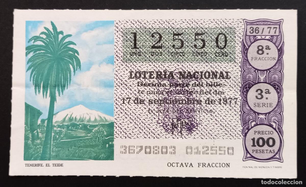 Loter&iacute;a Nacional: D&Eacute;CIMO DE LOTERIA - 17-SEPTIEMBRE-1977 - TENERIFE, EL TEIDE